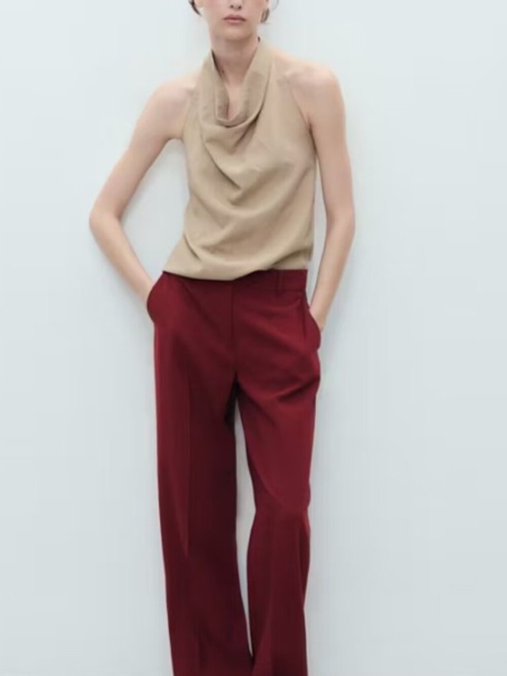 MANGO  Like new without tags Straight mid-rise pants size 8 RED - Picture 2 of 4